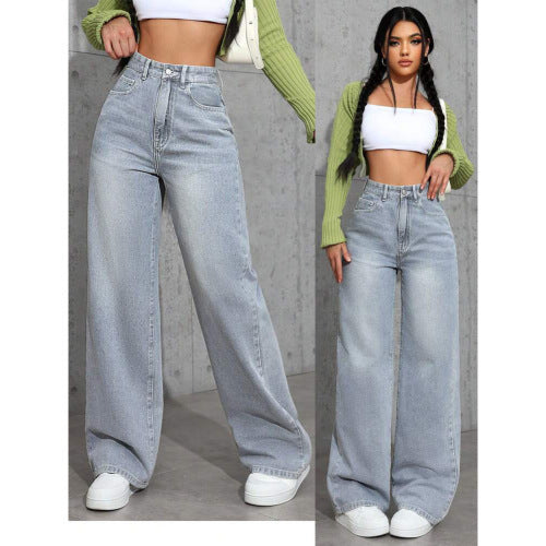 Jean Taille Haute Droit Style Tendance