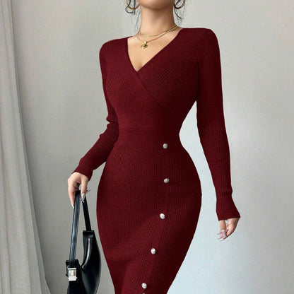 Robe moulante mi-longue à taille cintrée