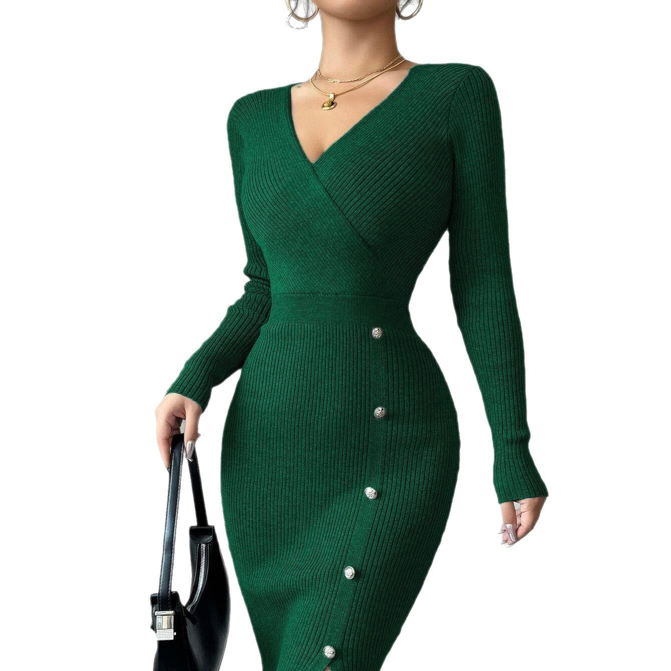 Robe moulante mi-longue à taille cintrée