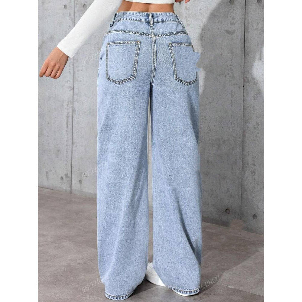 Jean Taille Haute Droit Style Tendance